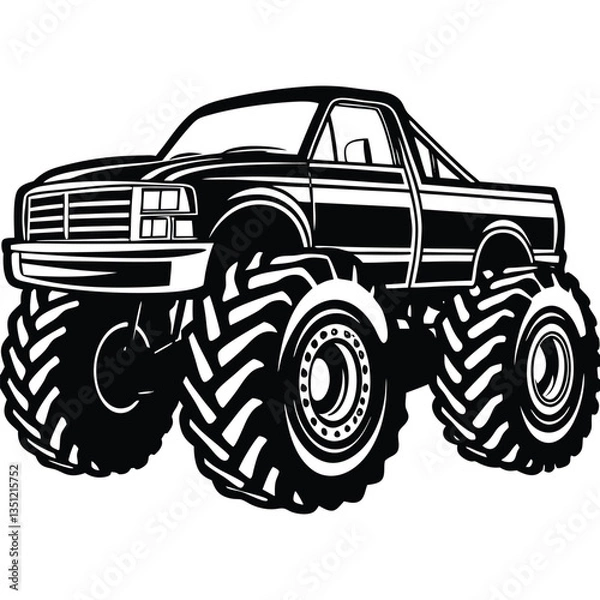 Fototapeta Monster truck minimalist and simple silhouette vector image (35).eps