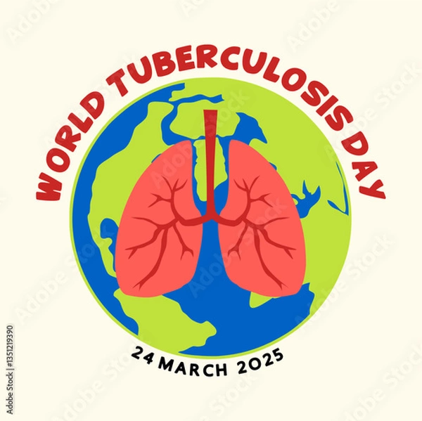 Obraz World tuberculosis day 2025 poster illustration vector.  