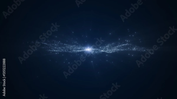Obraz Abstract white blue particles with light shine, Dark blue background.