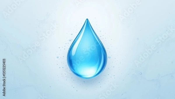 Obraz Single Blue Water Drop Isolated on a Soft Gradient Background with Subtle Textures and Light