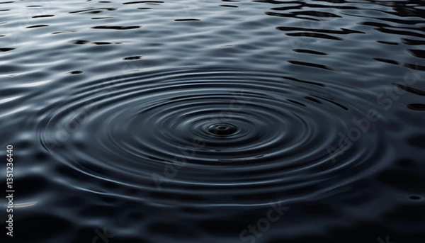 Fototapeta Elegant black water surface with gentle ripples and subtle reflections, creating a minimalist and modern aesthetic, perfect for luxury spa branding, meditation visuals, and high-end product background