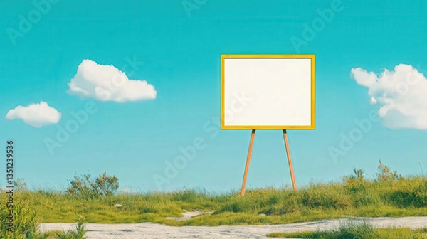 Fototapeta Outdoor digital billboard with high-resolution display, clear sky, futuristic advertising mockup 