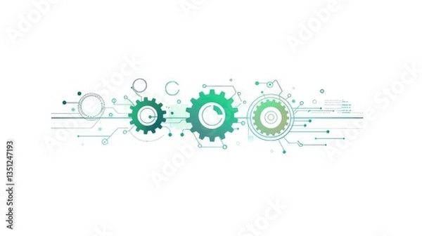 Obraz Abstract Technology Background with Gears and Lines