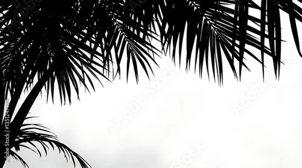 Obraz Summer design elements shadow tropical palm leaf overlay effect. Vector illustration. tree branch shadow on transparent background 