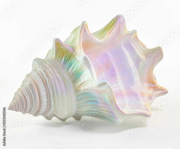 Fototapeta beautifully detailed conch shell, rendered with a soft pastel color palette and intricate textures.