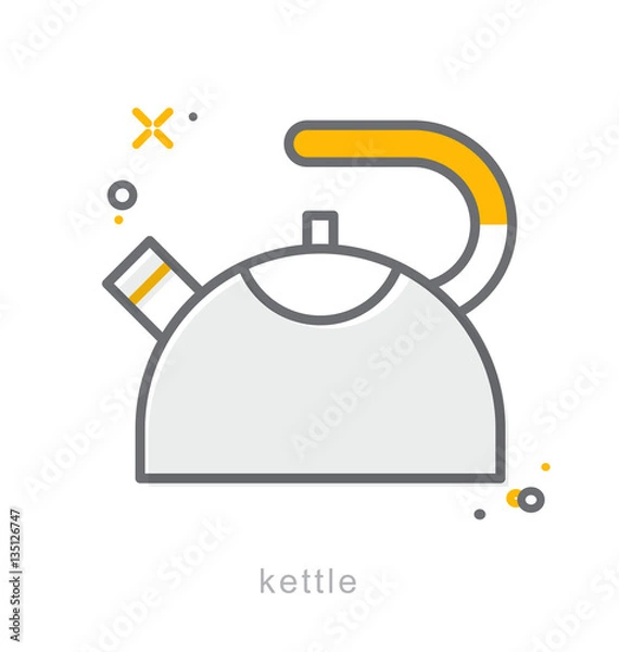Obraz Thin line icons, Kettle