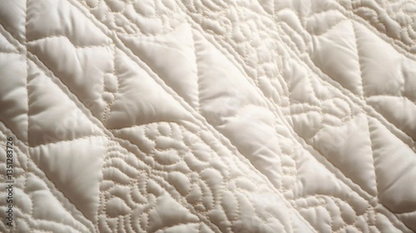 Fototapeta Elegant Cream Quilted Fabric Texture - Soft, Luxurious Background