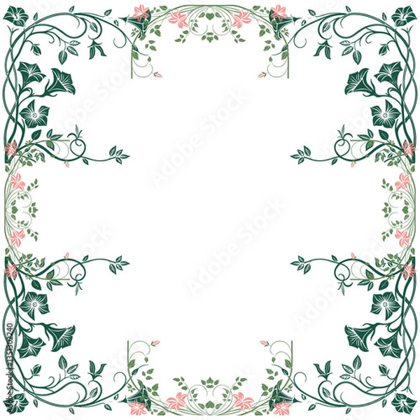 Fototapeta frame with leafs and leafs isolated icon design vector illustration
