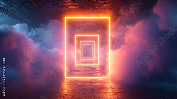 Obraz Neon Portal Through Clouds