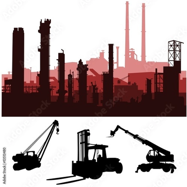 Obraz skyline e siluette industriali