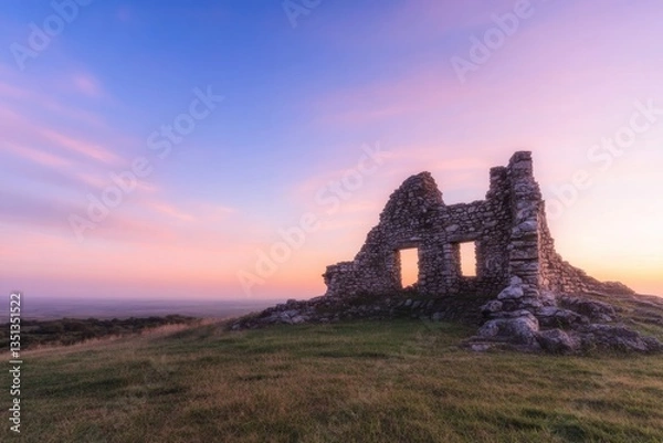 Fototapeta capture serene majesty of ancient ruin at sunrise its weathered stones set against vibrant hues of dawn
