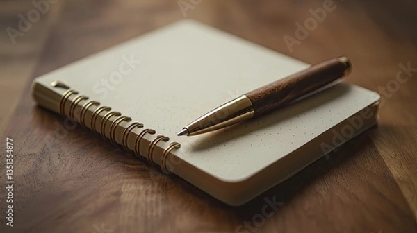 Fototapeta A Single Pen on a White Notebook