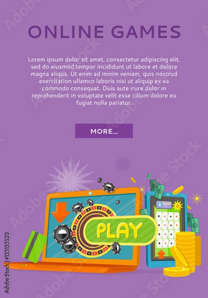 Obraz Online Games Concept Flat Style Vector Web Banner