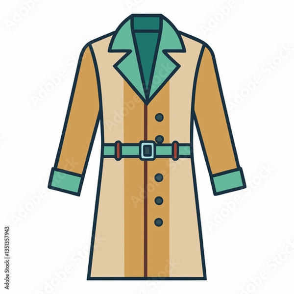 Fototapeta Minimalist Trench Coat Vector on White Background
