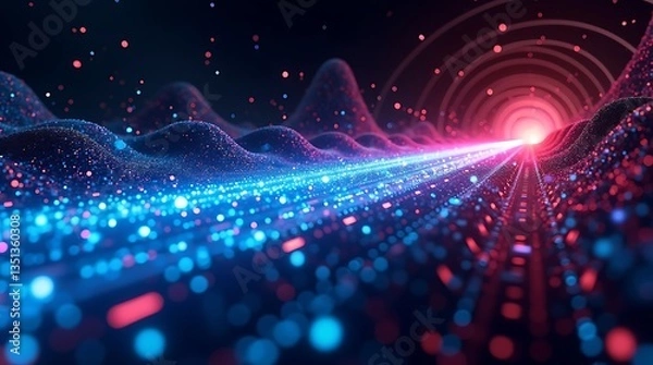 Fototapeta Abstract light trails, motion blur, technological concept, digital network, high-tech background,