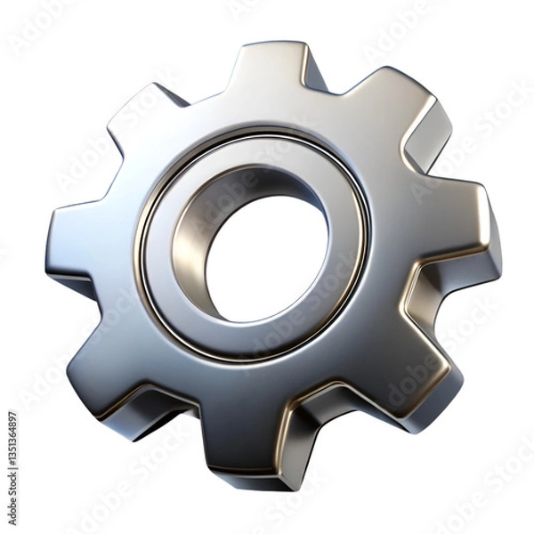 Fototapeta 3d silver gear icon isolated on transparent background
