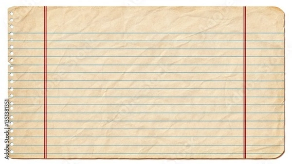 Fototapeta A blank lined index card with a vintage paper texture, perfect for notes or recipes.

