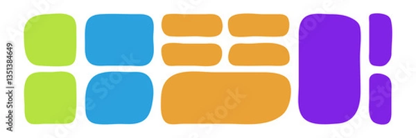 Fototapeta Set of blob shapes color. Asymmetric Bubble Boxes. Abstract freeform notes