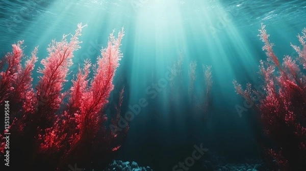 Fototapeta Chondrus Crispus Extract: A Serene Deep Ocean Scene Capturing Nature's Beauty and Tranquility.