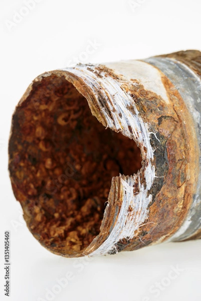 Fototapeta galvanized pipe  100 mm diameter broken by corosion and water pressure for along time