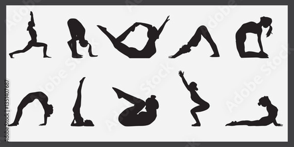 Obraz Yoga poses vector design.
