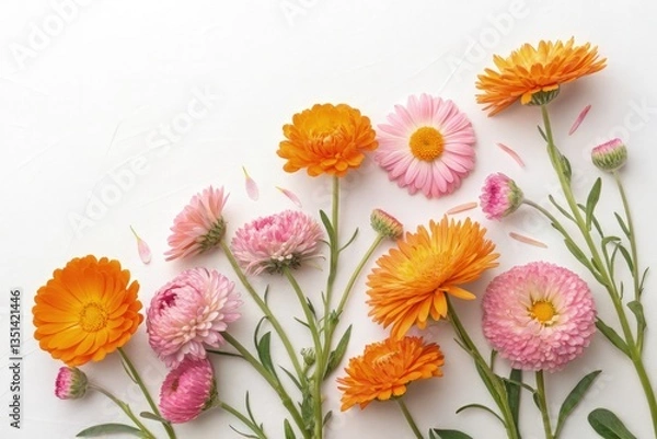 Fototapeta Colorful Flower Arrangement With Diverse Blooms in Spring Generative AI