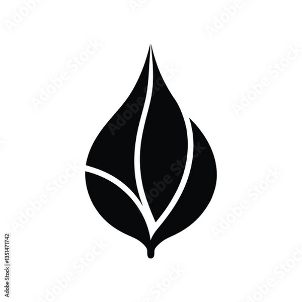 Fototapeta Silhouette icon vector art illustration of a tea leaf.eps