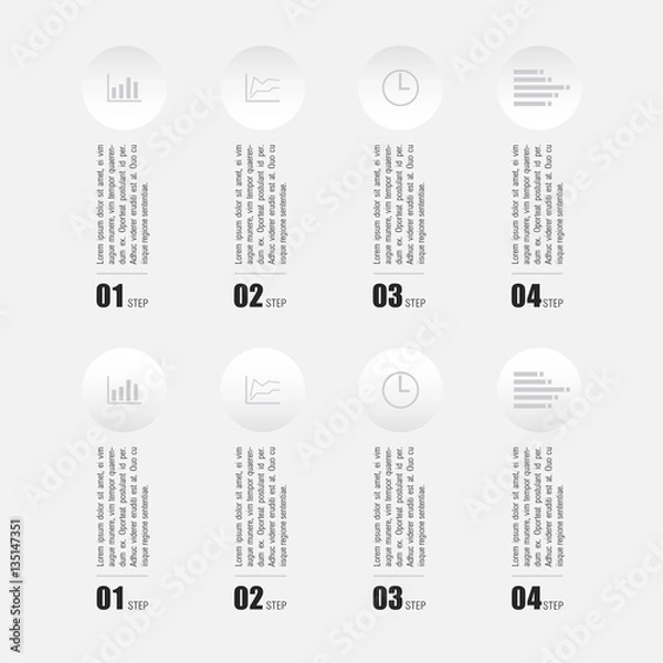Obraz Step process info graphic.   For website report or presentation.  Vector Illustration.