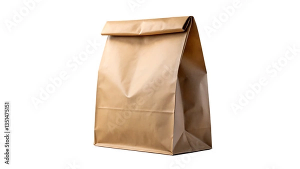 Fototapeta Brown paper bag isolated on a white background.