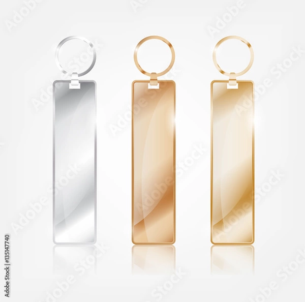 Obraz Silver , Copper and Gold keychain template vector.
