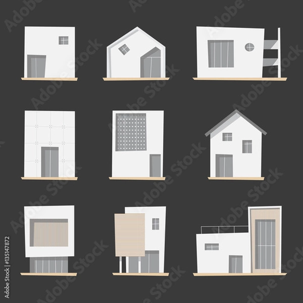 Obraz Set of japanese minimal house flat icon vector 