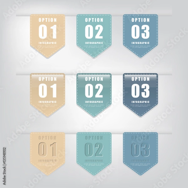 Obraz Set of  number modern banners or tags for business , Infographic and presentation.