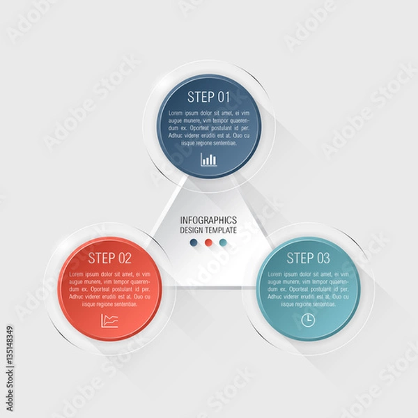 Fototapeta Triangle steps info graphic.   For website report or presentation.  Vector Illustration.