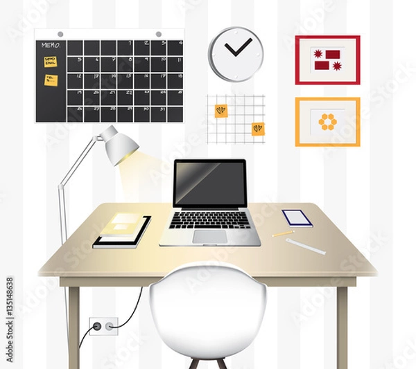 Obraz Workspace Interior , vector Illustration