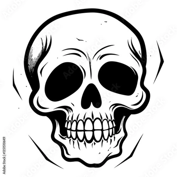 Fototapeta Bold black and white skull illustration, perfect for edgy and graphic designs.