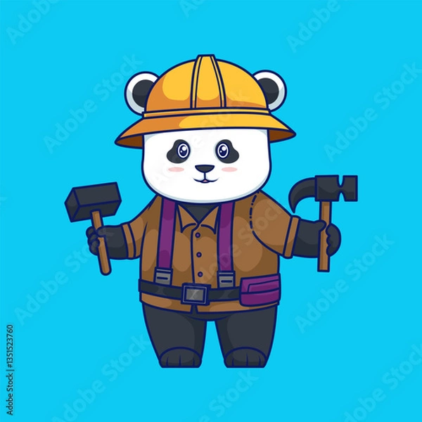 Obraz Panda Builder with Hammers