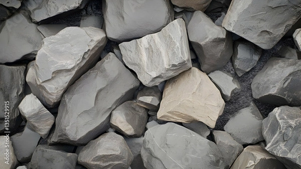 Fototapeta Grey and beige rocks on a beach, close-up texture. Background blurred, ideal for website backgrounds