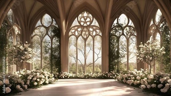 Fototapeta Wedding background fantasy and luxury generative AI