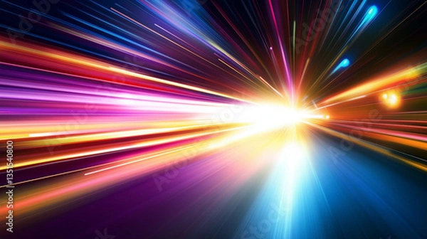 Fototapeta Futuristic Light Streaks Blasting Toward Camera With Motion Effect