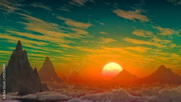 Obraz 3d illustration above clouds