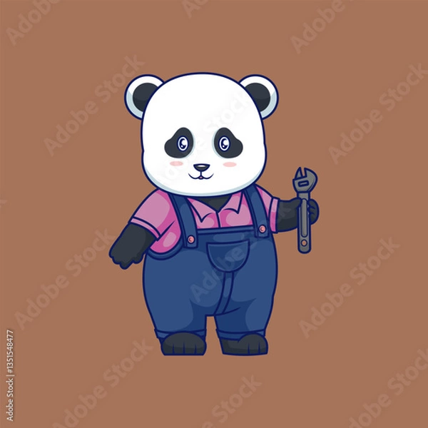 Obraz Panda Mechanic with Wrench