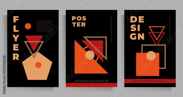 Fototapeta Cover design for brochure, booklet, book, poster, flyer. Set of vector geometric patterns. 