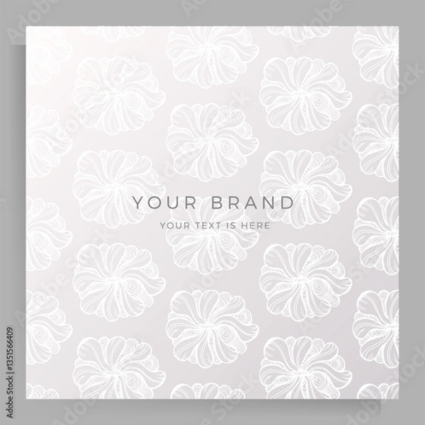 Fototapeta Cover design for menu, wedding invitation, booklet, portfolio, catalog. Elegant template with an original handmade floral pattern.