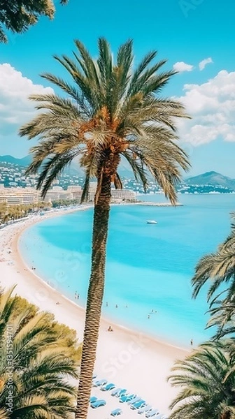 Fototapeta Coastal Paradise Palm Beach View.