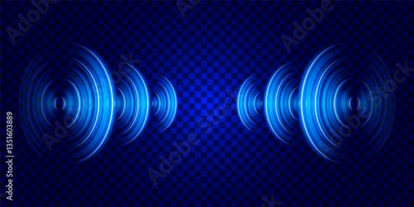 Fototapeta Circular sound wave. Round light effect. Radio station signal. Visualization of sound from a speaker.