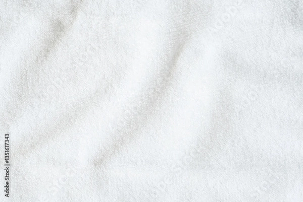 Fototapeta White towel texture background or beach bath fabric, kitchen wiper towel or plain blank cloth bathroom rug made of soft clean cotton fiber material for linen laundry backdrop