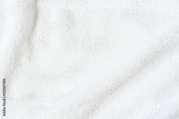 Fototapeta White towel texture background or beach bath fabric, kitchen wiper towel or plain blank cloth bathroom rug made of soft clean cotton fiber material for linen laundry backdrop