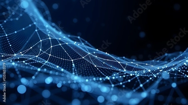 Obraz Data technology background. Abstract background. Connecting dots and lines on dark background. 3D rendering. 4k