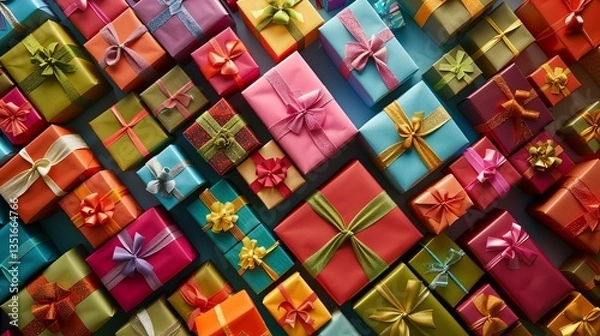 Fototapeta A colorful array of wrapped gifts.