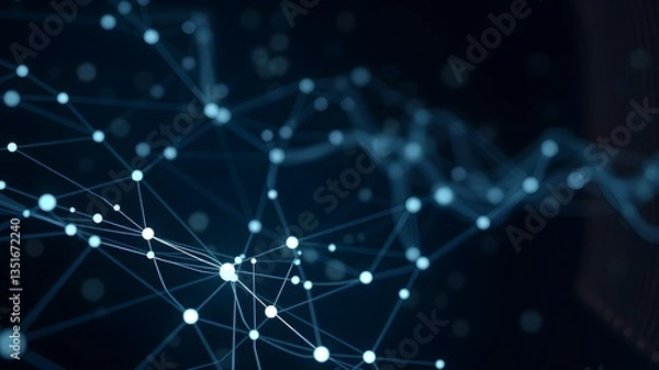 Obraz Data technology background. Abstract background. Connecting dots and lines on dark background. 3D rendering. 4k